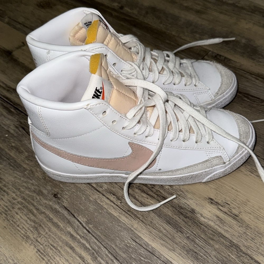 Nike Women's White and Pink High-Top Blazers